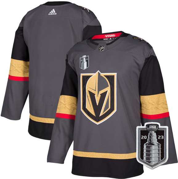 Mens Vegas Golden Knights Blank Gray 2023 Stanley Cup Final Stitched Jersey Dzhi